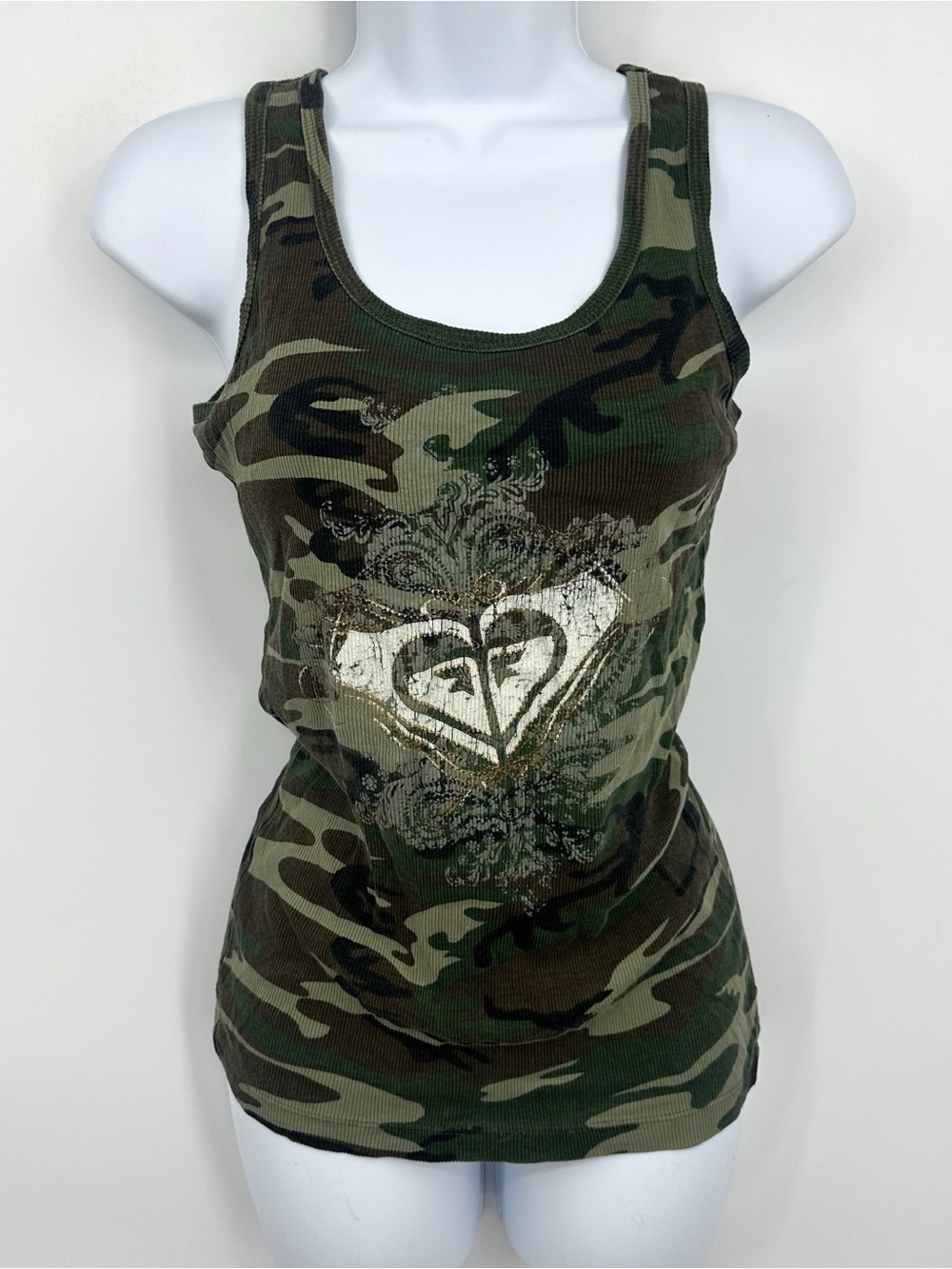 Roxy Paradise Vintage Y2K Camouflage Tank Top Size Medium Streetwear Grunge - Picture 7 of 8